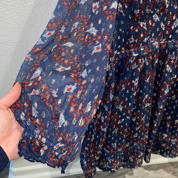 NWT Urban Outfitters Sheer Long Sleeve Printed Mini Dress - Picture 3 of 6